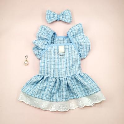 1 комплект, платье для домашних животных с тяговым кольцом, летящие рукава, головной убор с бантом, искусственный жемчуг, подвеска, декор, платье принцессы для кошек и собак, товары для домашних животных