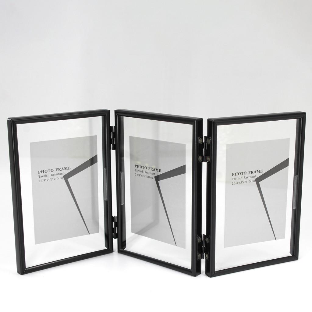 5 And 7 Inch Double Sided Transparent Fold Dual Photo Frame For Decor Home