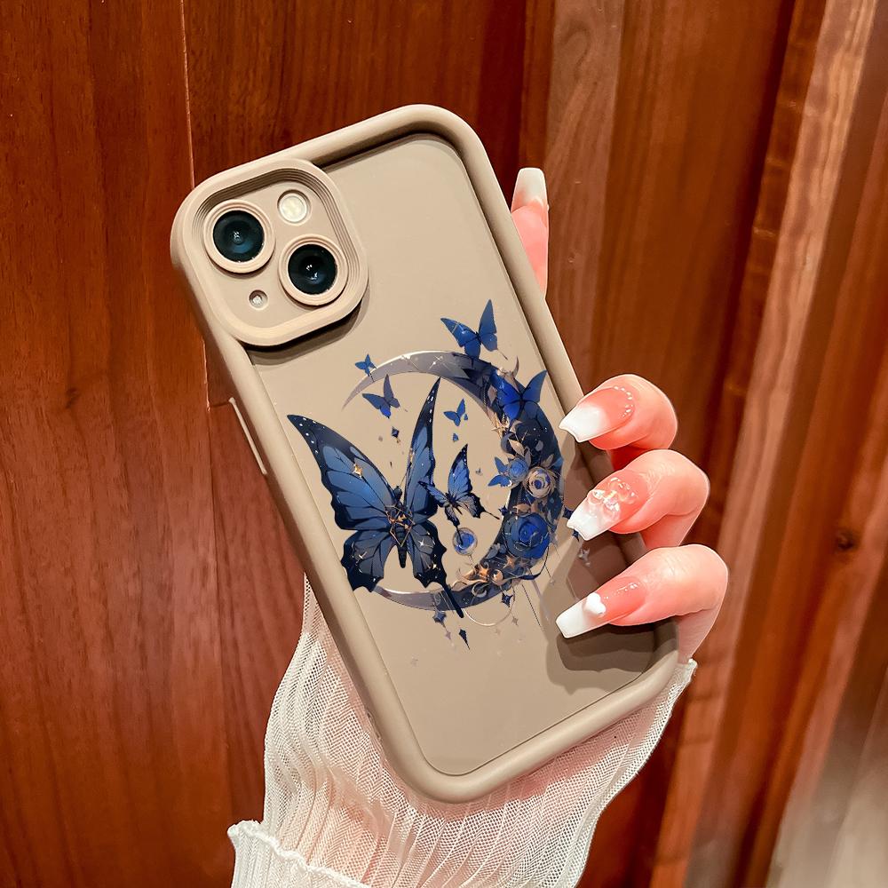 Butterfly Moon Pattern Phone Case for iPhone Samsung Galaxy Xiaomi Redmi POCO HUAWEI Honor Shockproof Rubber Soft Flexible Cover Casing