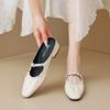 French Square Toe Half Slippers Women Summer Outer Wear One Strap Pleated Silver Baotou Single Shoes Women