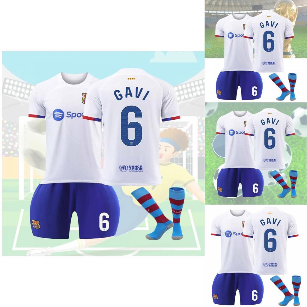 2324 Гостевая футболка Барселоны Месси 8 Педро 9 Левандовски 30 Детская футбольная футболка