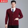 Hengyuanxiang Men's V-Neck Knit Cardigan Sweater