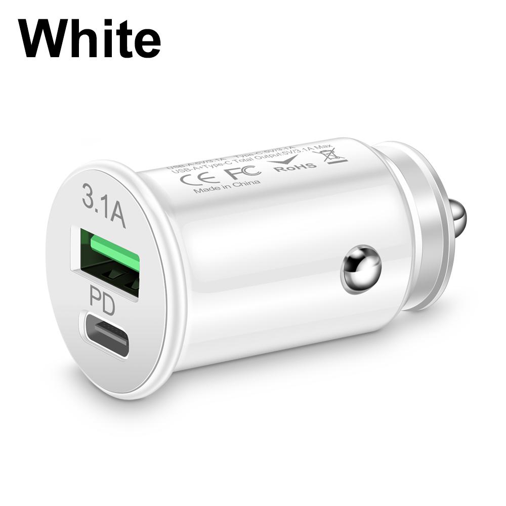 Mini 2 Port USB PD 3.1A Автомобильное зарядное устройство Быстрая зарядка Type C Автомобильные зарядные устройства Адаптер для iPhone Для Samsung Для Xiaomi