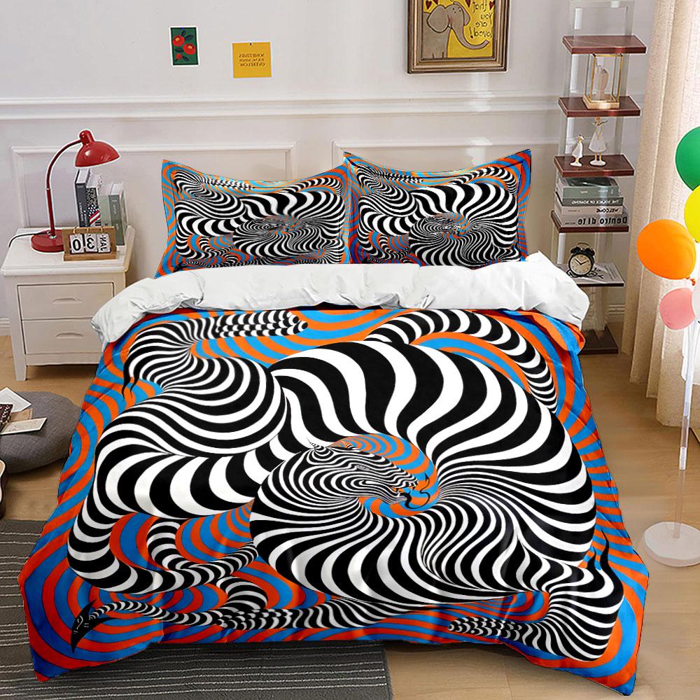 Abstract Zebra Striped Art Bedding Duvet Cover Set Duvet Cover Pillowcases (1*Duvet Cover 2*Pillowcases, without duvet insert)