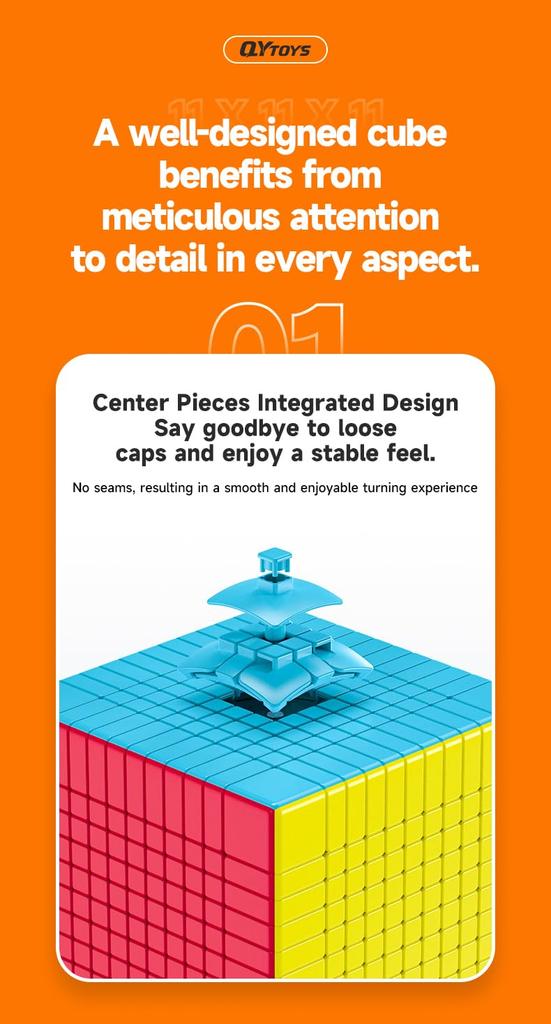 Guaranteed for Peace of Authorized Dealer QiYi 11x11 Cube 3D Puzzle Stickerless Mind,