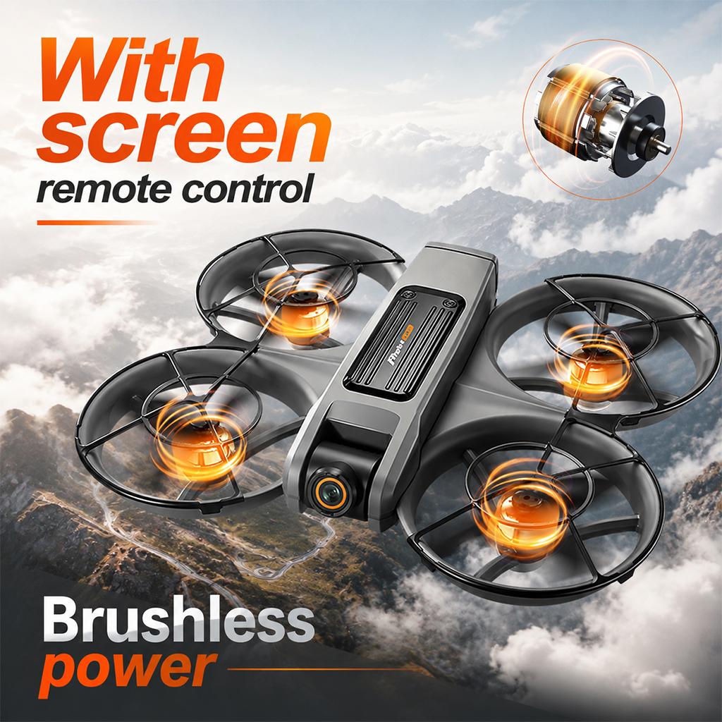 S156 Remote Control Drone 8K Dual Camera Foldable Quadcopter with 5.9inch Screen Remote Brushless Motor Optical Flow Hovering 360° Protection WiFi FPV