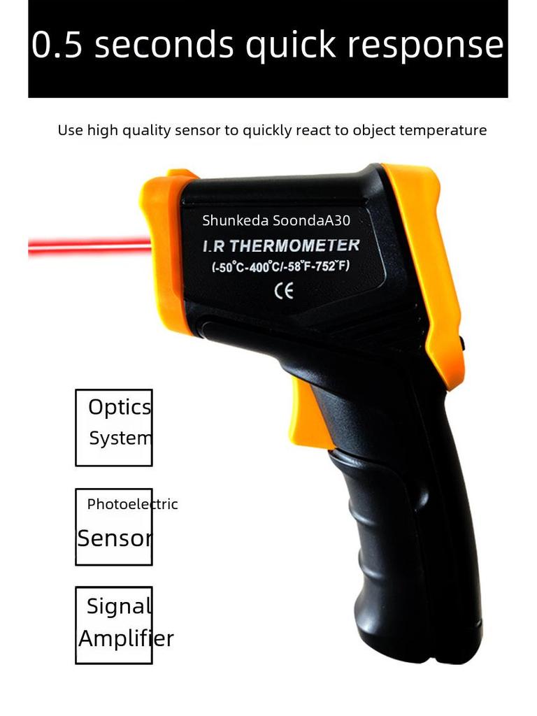 Инфракрасный термометр, пирометр для кухни, масла, воды, молока, барбекю, выпечки и измерения высоких температур.