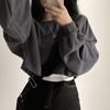 Short Sweatshirt for Women In Autumn Korean Solid Color New Loose Truffle Round Neck Ladies Top for Women