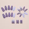24Pcs Medium Gradients Purple Shimmery Press On Nail with Flower Designs Square Shape Faux Nail Glues On Nail for Women