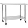 VidaXL Kitchen Work Table with Wheels 100x30x85 Cm Stainless Steel