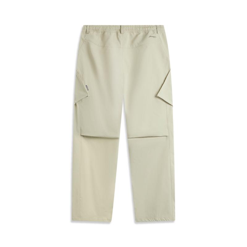 Li Ning CF Series однотонные, со средней талией, удобные, дышащие, универсальные, свободные, прямые, спортивные брюки, мужские, цвета известняка AYKU713-2