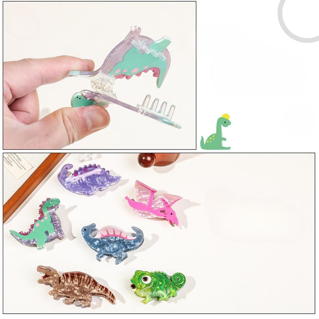Acrylic Cute Cartoon Dinosaur Hair Claw Women Girls Simple Kawaii Hair Grab Clip Back of Head Hair Shark Clip Style Accessories
