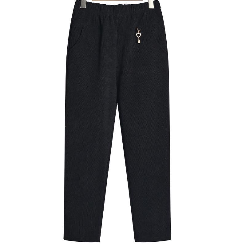 Бабушкины вельветовые брюки больших размеров на флисовой подкладке для весны, осени и зимы