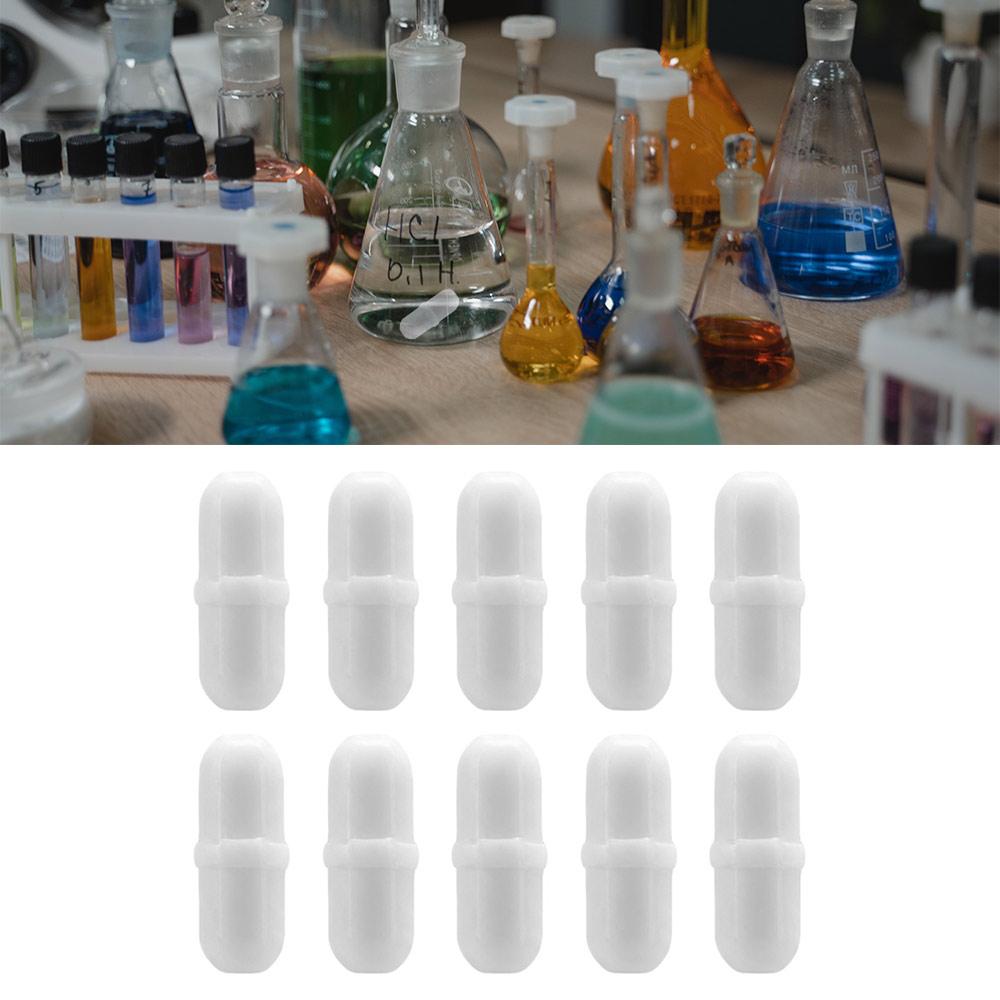 10Pcs PTFE Magnetic Stir Bars White Laboratory Stir Rod Magnetic Stirrer Mixer Lab Supplies