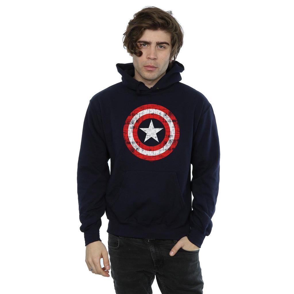 Marvel Mens Avengers Captain America Scratched Shield Hoodie