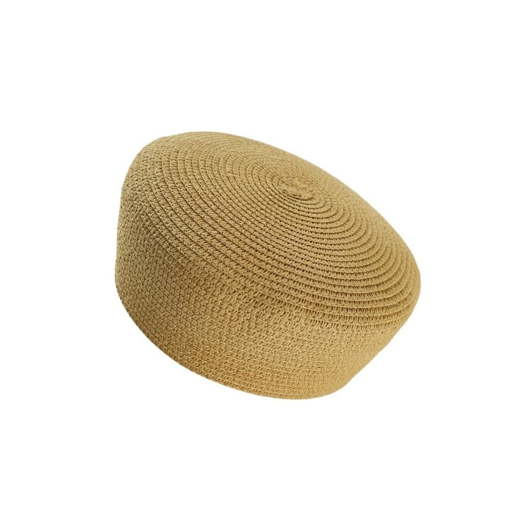 Brimless Beret Hat Raffia Flat Top Hat New Artist Hat Women