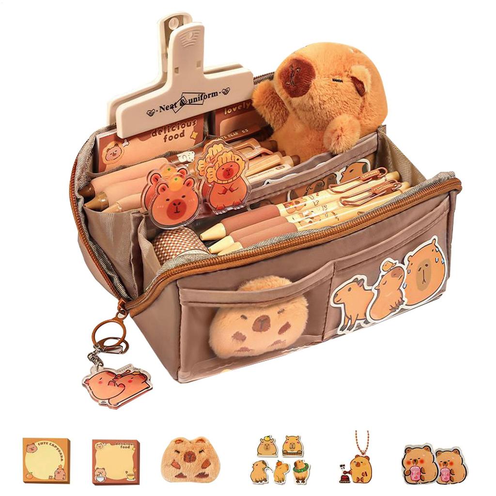 Пенал большой вместимости, пенал с капибарой, многофункциональный пенал, сумка для карандашей, сумка для хранения канцелярских принадлежностей для возвращения в школу