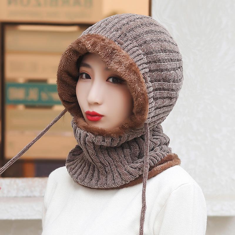 One-piece Windproof Hooded Scarf with Fleece Lining for Ear and Neck Protection - Perfect for Outdoor Cycling and Skiing