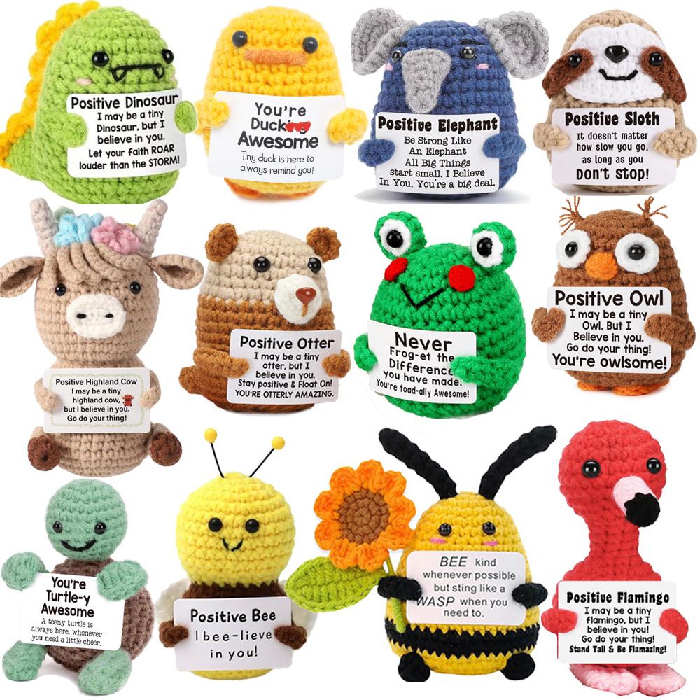 Mini Positive Potato Funny Avocado Duck Cute Knitted Crochet Doll with Card for Women Men Mom Dad Friend Birthday Cheer Up Gifts
