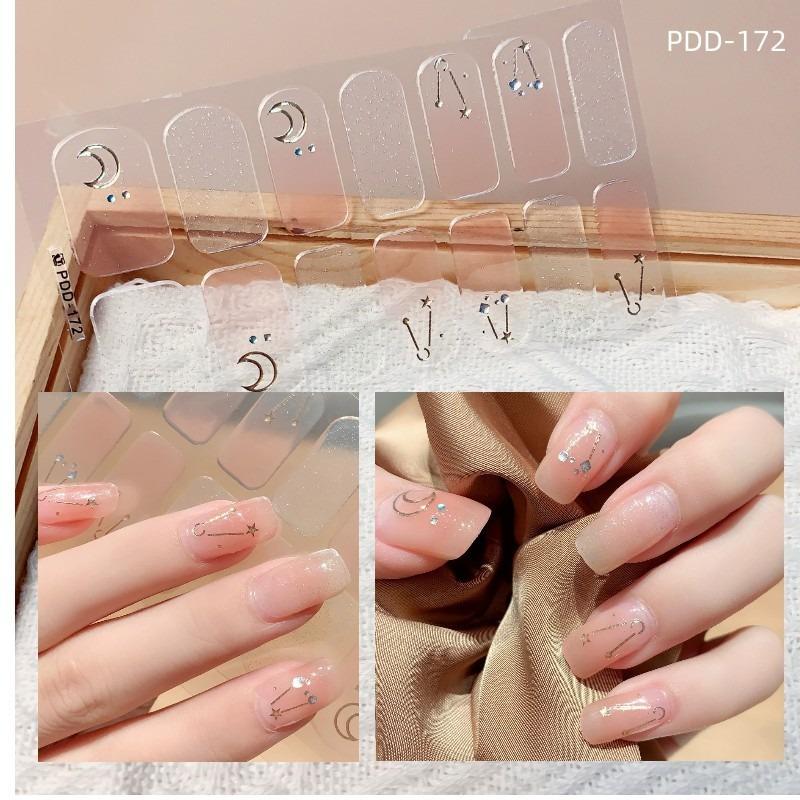 60 стилей DIY полуотвержденные гелевые наклейки для ногтей долговечные однотонные свежие цветы весной полоски для ногтей патч-слайдер наклейка с полным покрытием