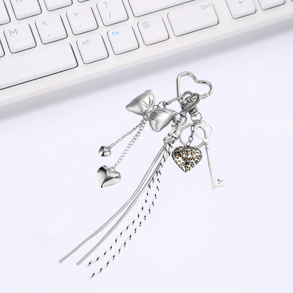 Hand-Woven Heart-shaped Mobile Pendant Nylon Rope Single Button Tassel Keychain Birthday Parties