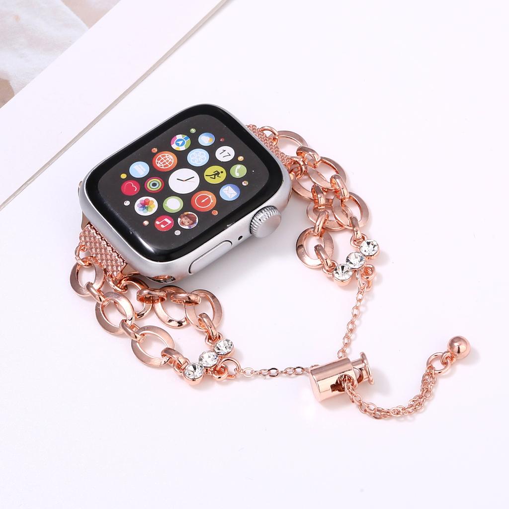 Double Chain Watch Band for Apple Watch Series 10 9 8 7 SE 6 5 4 3 2 1 42mm 41mm 40mm 38mm Replacement Strap