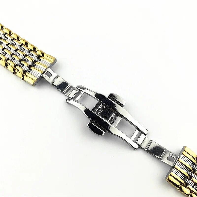 12/13/14/16/18/20/22mm Butterfly Buckle Watch Band Strap Stainless Steel Watchband Bracelet Women Men With Tool Pins Replace