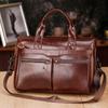 Новый мужской деловой портфель из натуральной кожи для ноутбука 15 дюймов с большой вместимостью