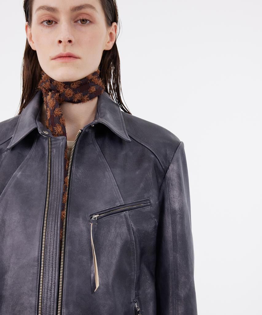 Youth Two-Tone Leather Jacket - Charcoal Gray