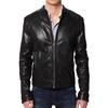 Мужская куртка из натуральной кожи ягненка черного цвета, стильная байкерская куртка-бомбер MJ 157
