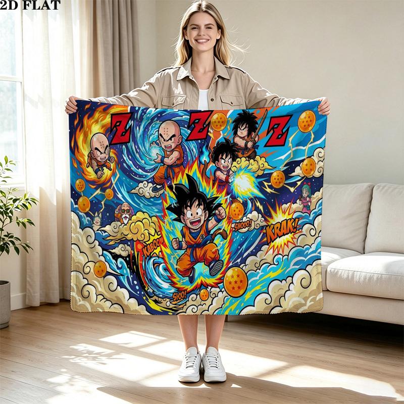 Son-Goku Print Flannel Blanket High Quality Warm Comfortable Cover for All Seasons Perfect for Gifts Home Decor