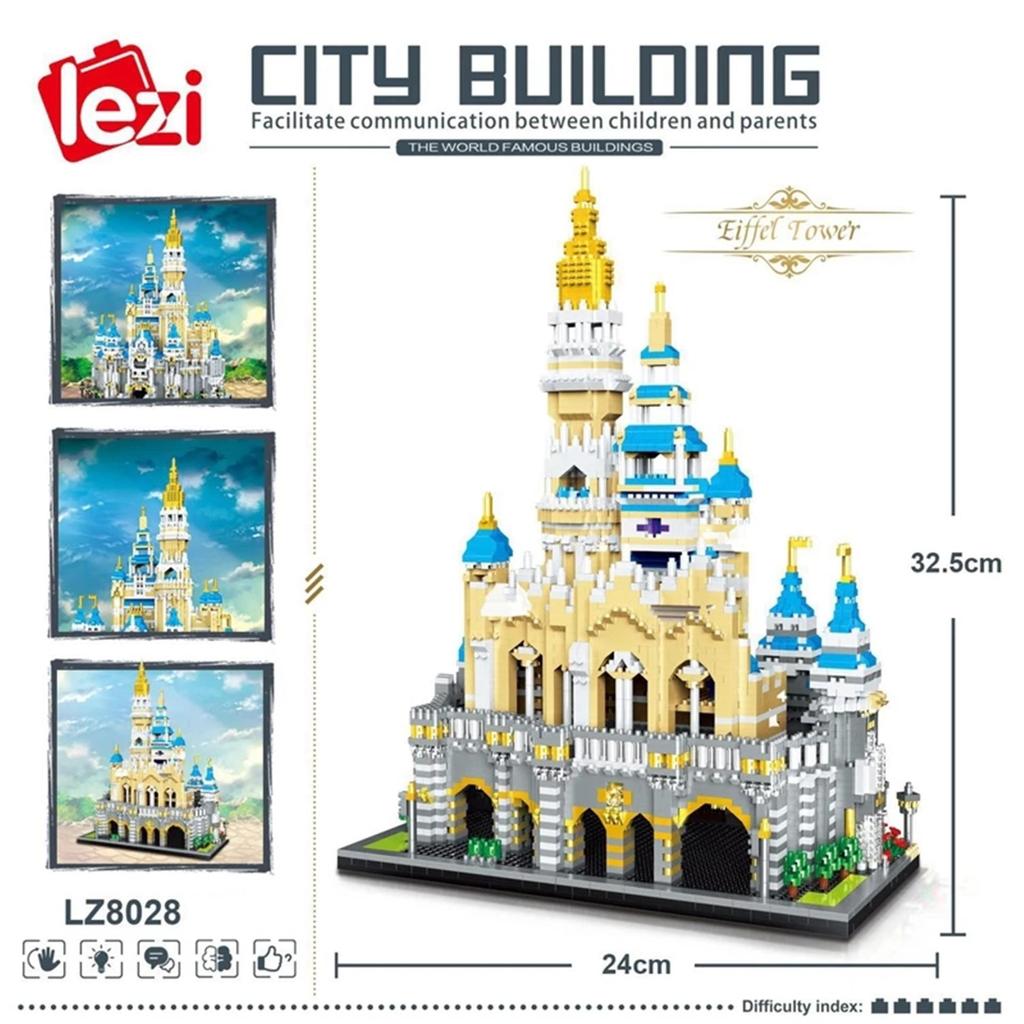 Fun Creative LZ8028 Miniature Diamond Small Particle Castle Model Series Puzzle Assembled Building Block Toys