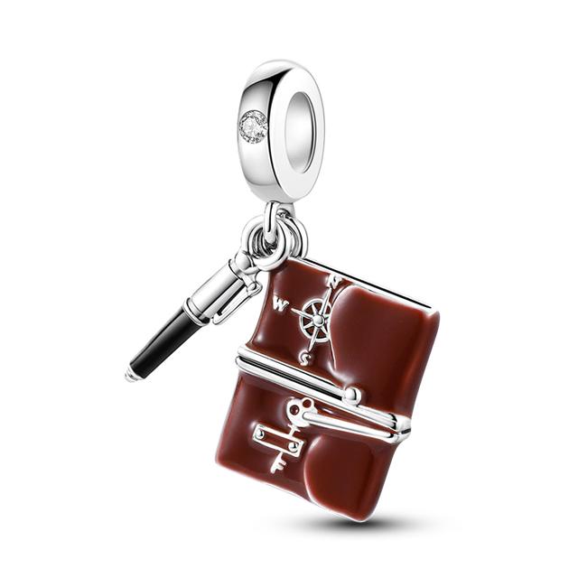 925 Silver Color Zirconium Heart Shape Charms Beads Feather Perfume Bottle Music Dangle Fit Bracelet Necklace Jewelry