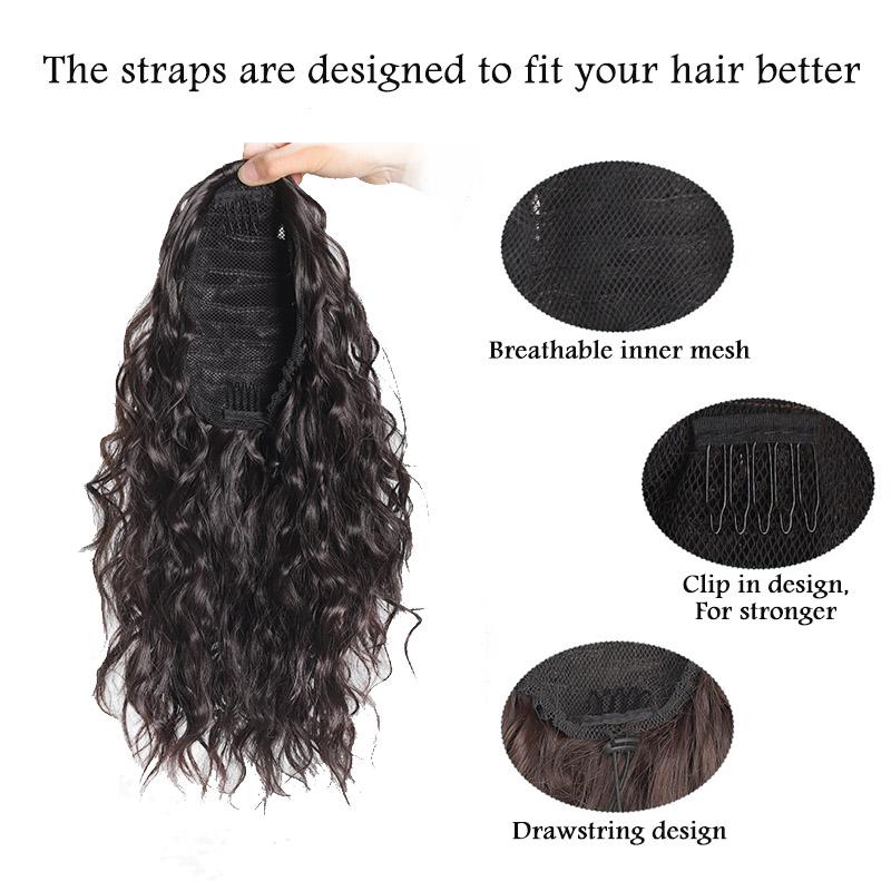 Синтетический шнурок, пушистый хвостик, 14 дюймов, водная рябь, искусственный хвост, наращивание волос, короткие волосы для женщин