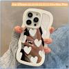 Милый Белый Сердечко Зеркало для Макияжа Чехол Для iPhone 14 15 16 Pro Max 13 11 12 14 Plus XS X XR Ударопрочный Мягкий Силиконовый Чехол