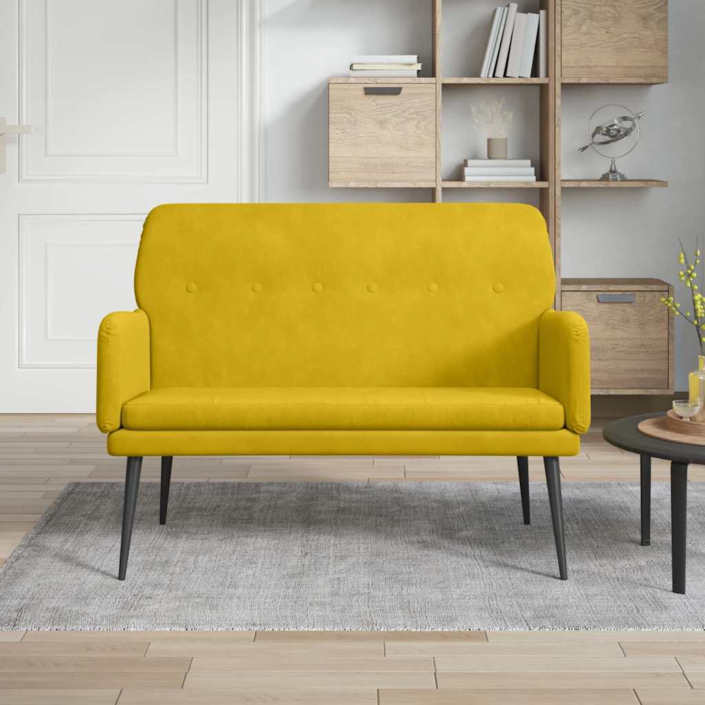Yellow Velvet Bench 108 x 79 x 79 cm