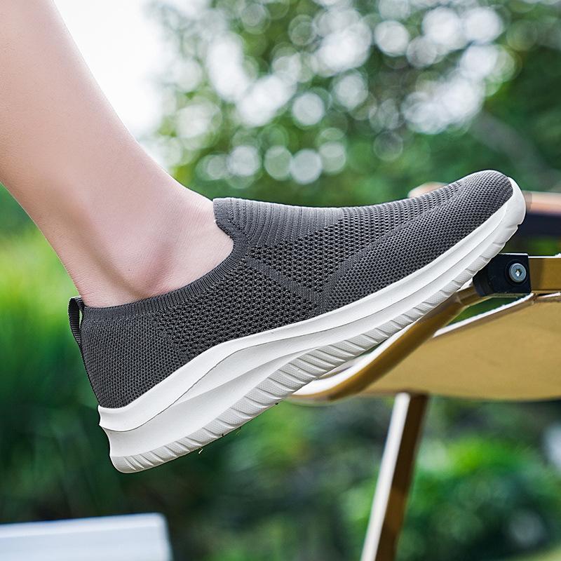 Летняя обувь для ходьбы большого размера, мужская обувь из летучей ткани, дышащая повседневная обувь, спортивная легкая обувь на мягкой подошве для бега и путешествий