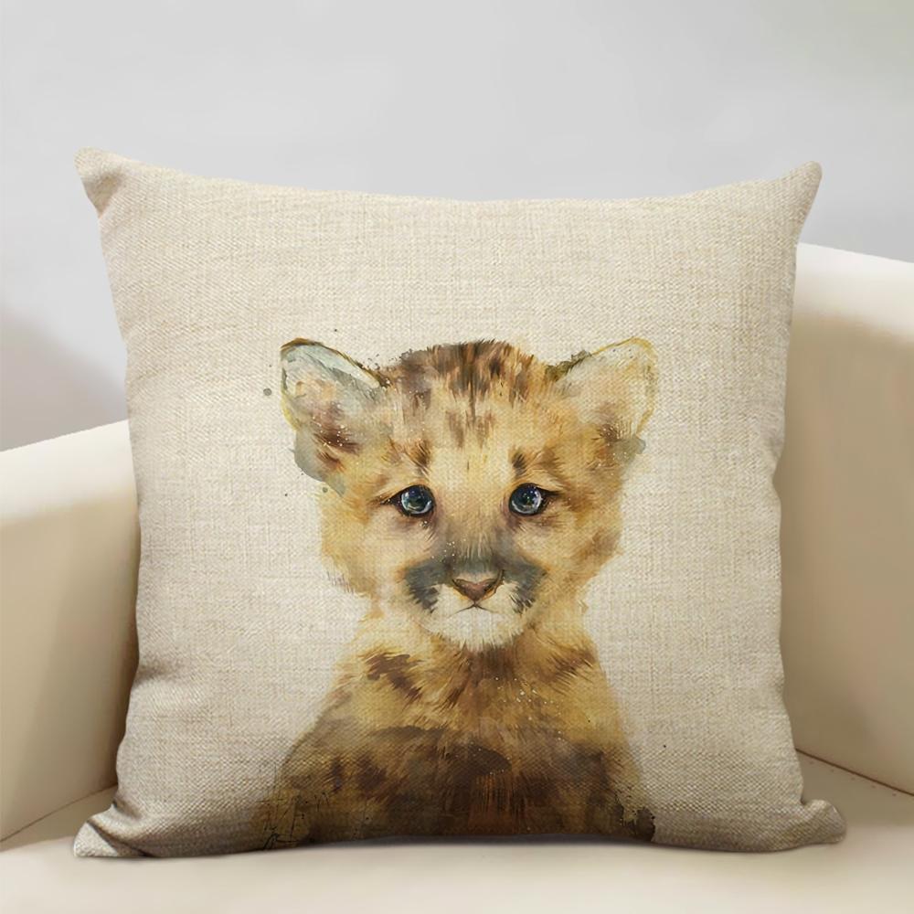 Портрет животного Медведь Лев Тигр Олень Наволочка Декор дома Льняная наволочка 45x45см Наволочка для диванной подушки Детский подарок