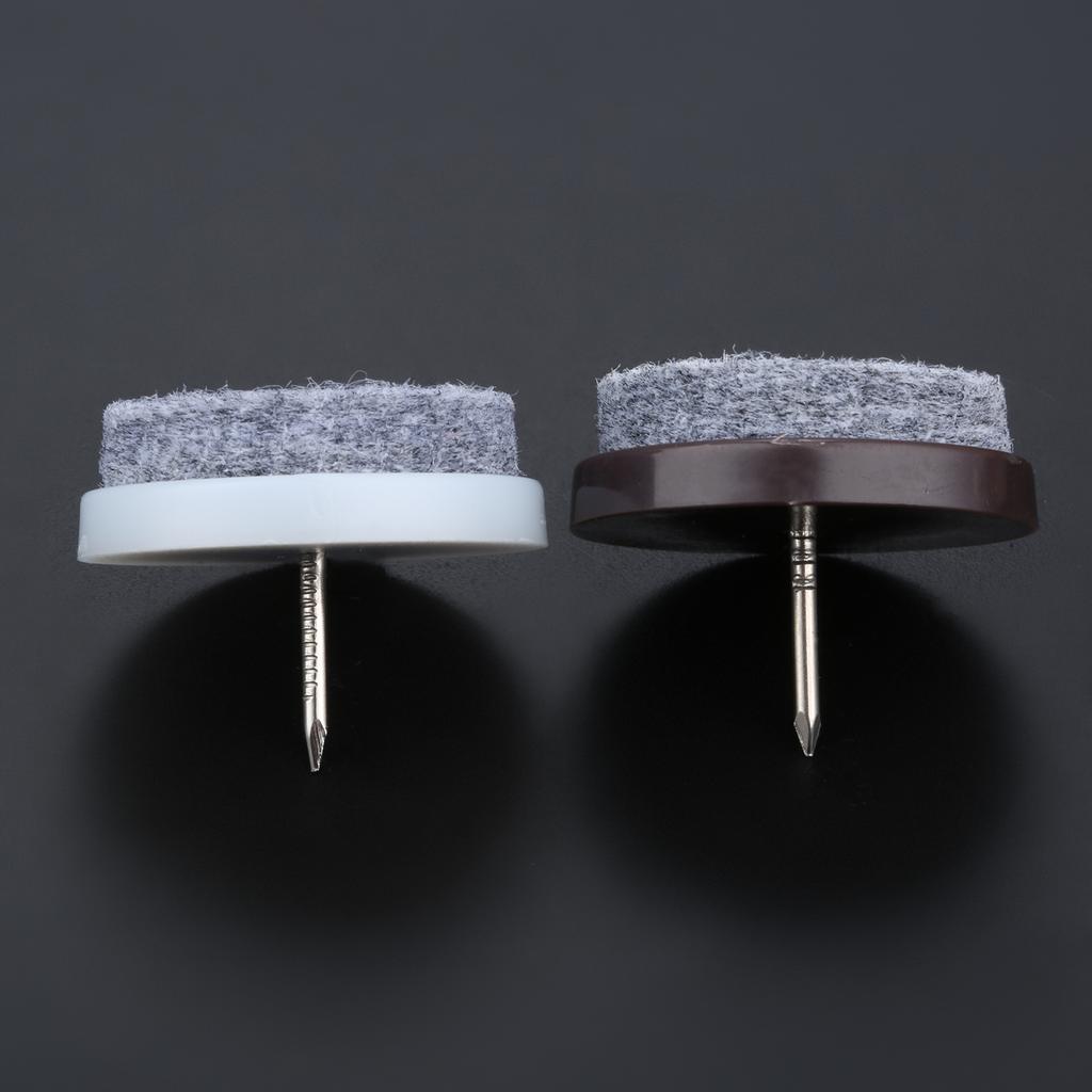 40 Pcs 20mm Slider Glide Pad Round Nail-on Furniture Felt Pad Reduce Noise Floor Protector for Cabinet Sofa Chair Table Leg Feet