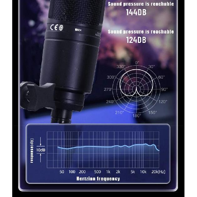 AT2020 Wired XLR Condenser Microphone Podcasting Desk Mic Stand Home Recording Studio For Singing Live Screaming