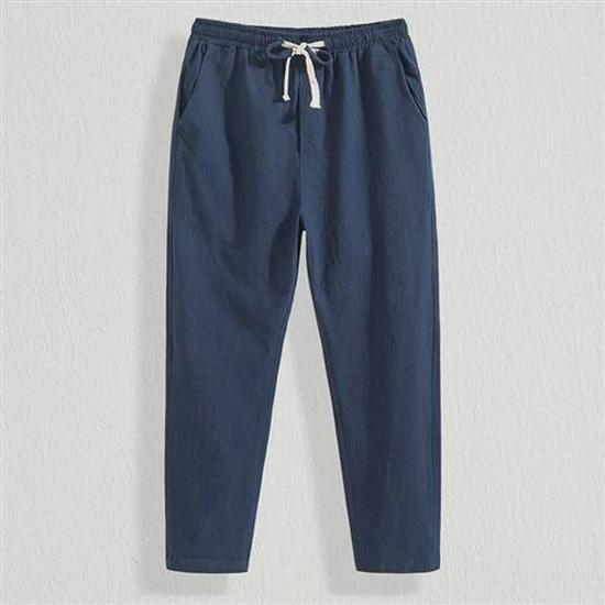 Men's Casual Linen Trousers: Lightweight, Loose Fit, 9/8 Points, Trendy Summer Style