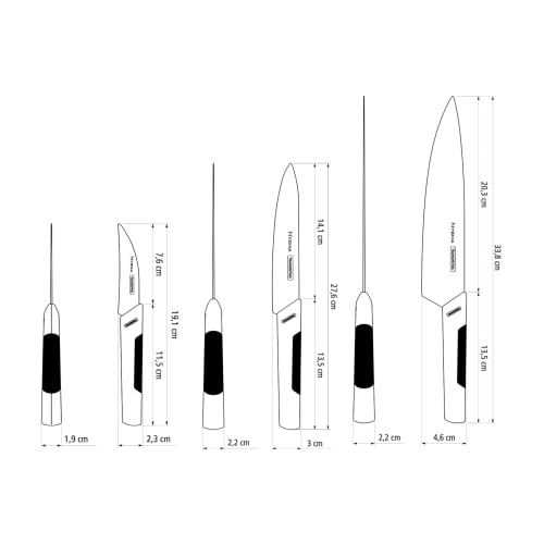 Tramontina Nigma Antibacterial Ultralight Black Knife Cutlery Set of 3, Durable Heat-Resistant Stainless Steel with Triple Heat Treatment, Boxed, Anti