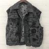 Womens Denim Sleeveless Vest 2026 Loose Fit Vintage Distressed Embroidered Sequin Streetwear Top