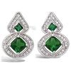 [P1237] - Silver Earrings 'Sissi' Emerald Green Silver (rhodium Plated) - 18x11 Mm