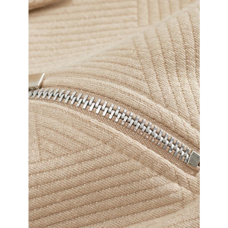 Men Vintage Long Sleeve Pullover Sweatshirt Half Zip Jacquard Turn Down Collar