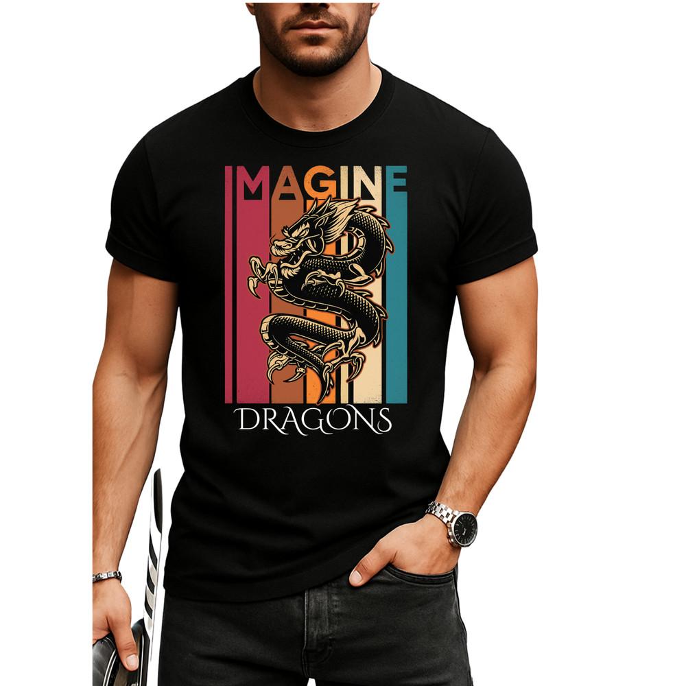 Футболка Imagine Dragons, Футболка с драконом в стиле Colour Splash Art, Концертная футболка