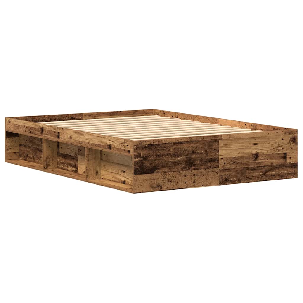 Bed Frame without Mattress Rustic Wood Look 135 x 190 cm Engineered Wood