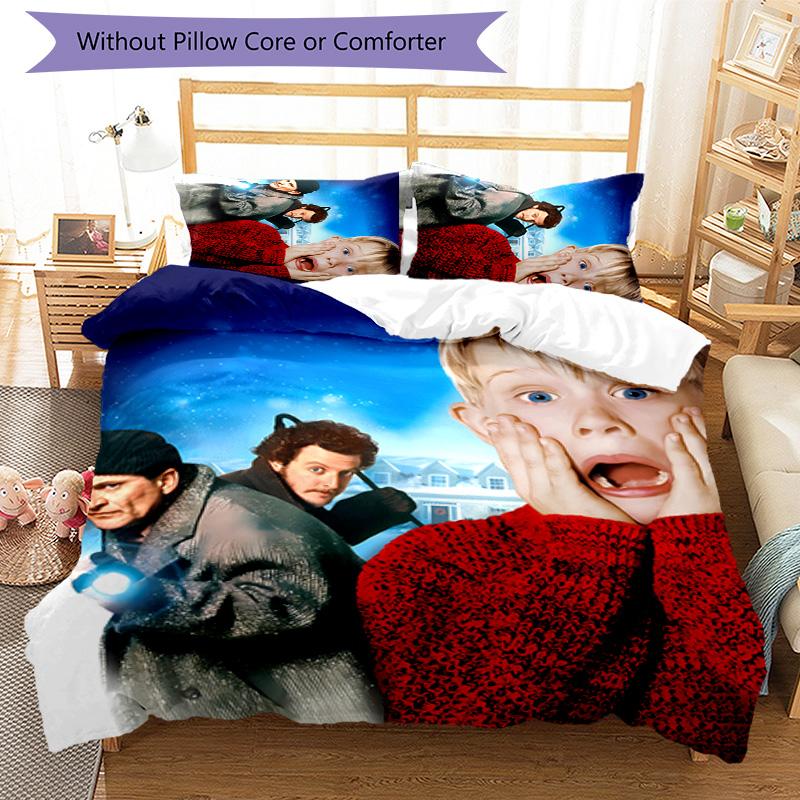 3pcs Home Alone pattern bedding set duvet cover set includes duvet cover &pillowcases,perfect all season bedroom decoration&gift