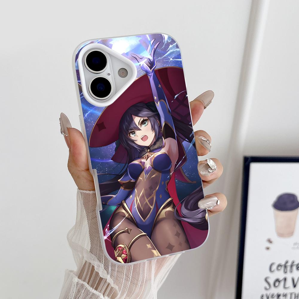 Game GI Mona Jelly Double layer White Mobile Phone Case for iPhone 17 16 15 14 13 12 11 Air Pro Max Plus Protective