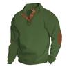 Men's Quilted Sweatshirt Casual Corduroy Quarter Button Up Pullover Long Sleeve Stand Collar
